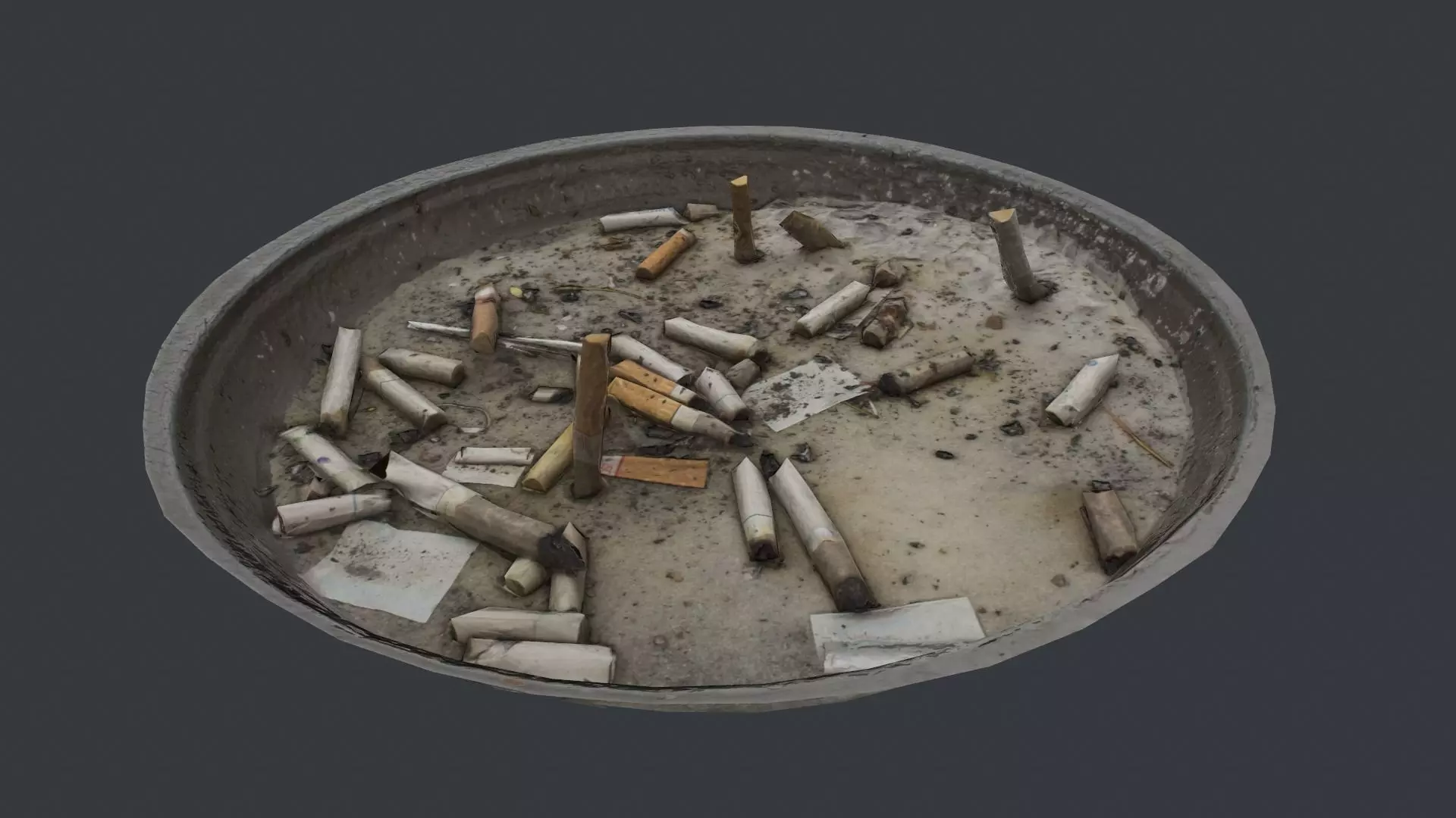 Cigarette Ash Tray Container - 3D Scan Low-poly 3D model_0