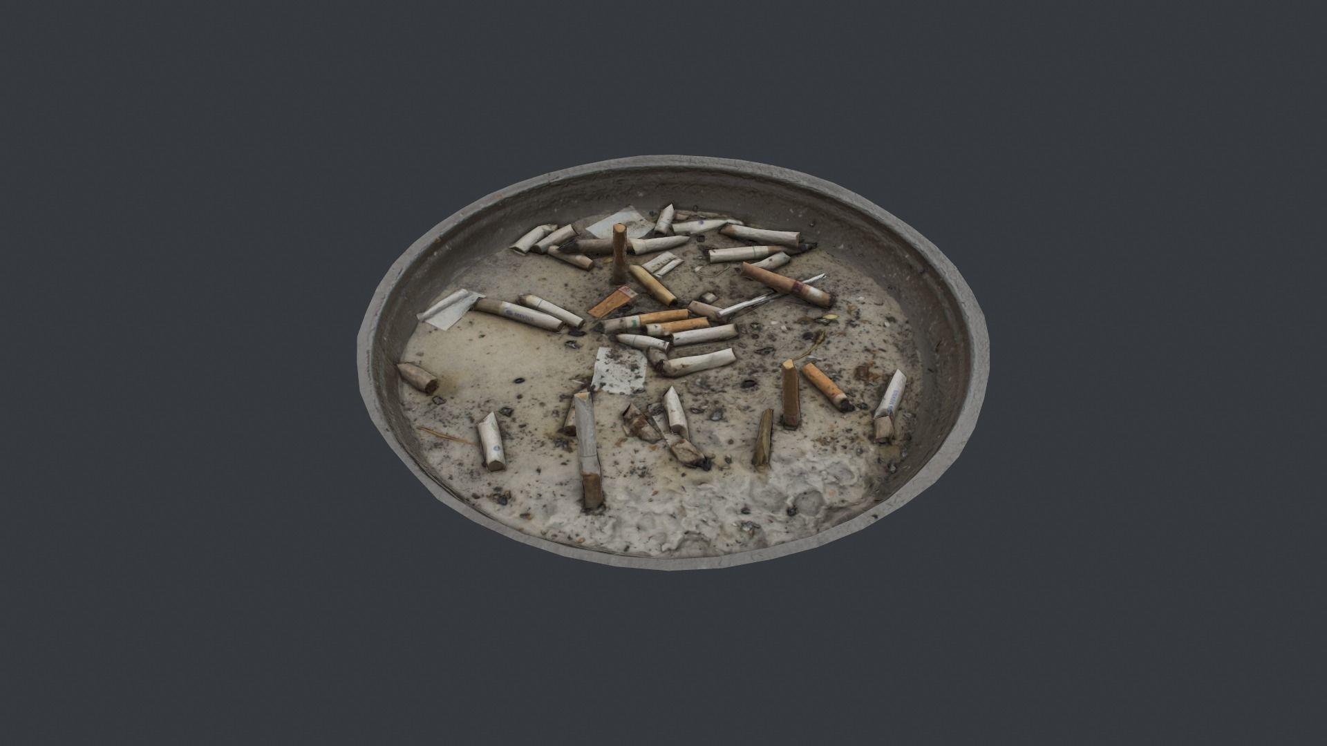 Cigarette Ash Tray Container - 3D Scan Low-poly 3D model_2