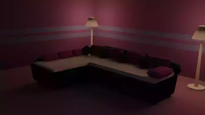 Low Poly Couch room with and lamp