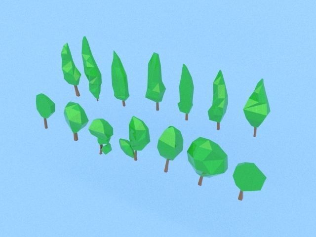 Low poly trees collection polygonal Free low-poly 3D model