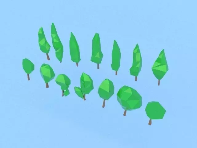 Low poly trees collection polygonal Free low-poly 3D model