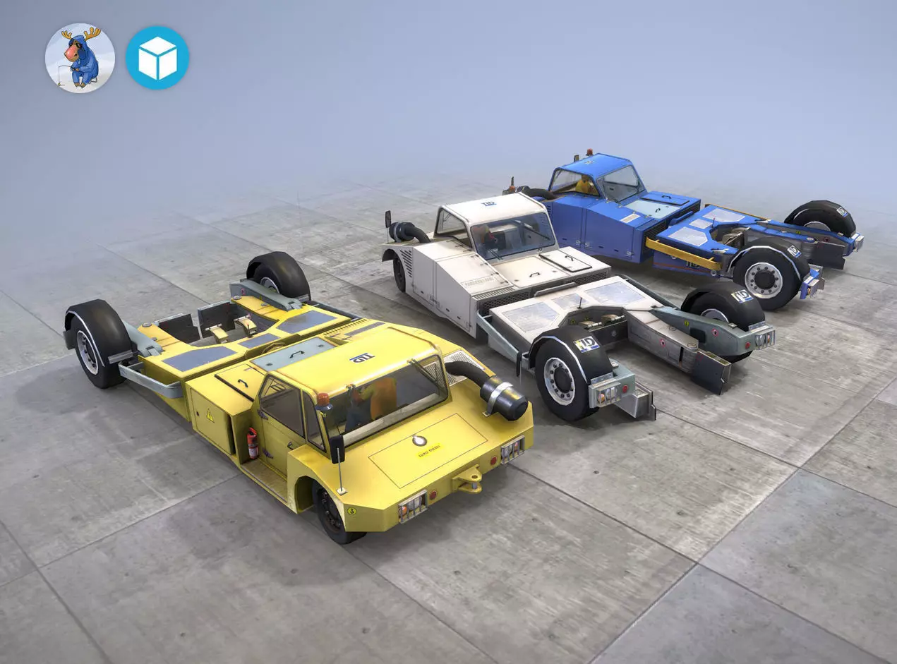 Towbarless Aircraft Tractors LTD TPX-200-S Three liverys Low-poly 3D model