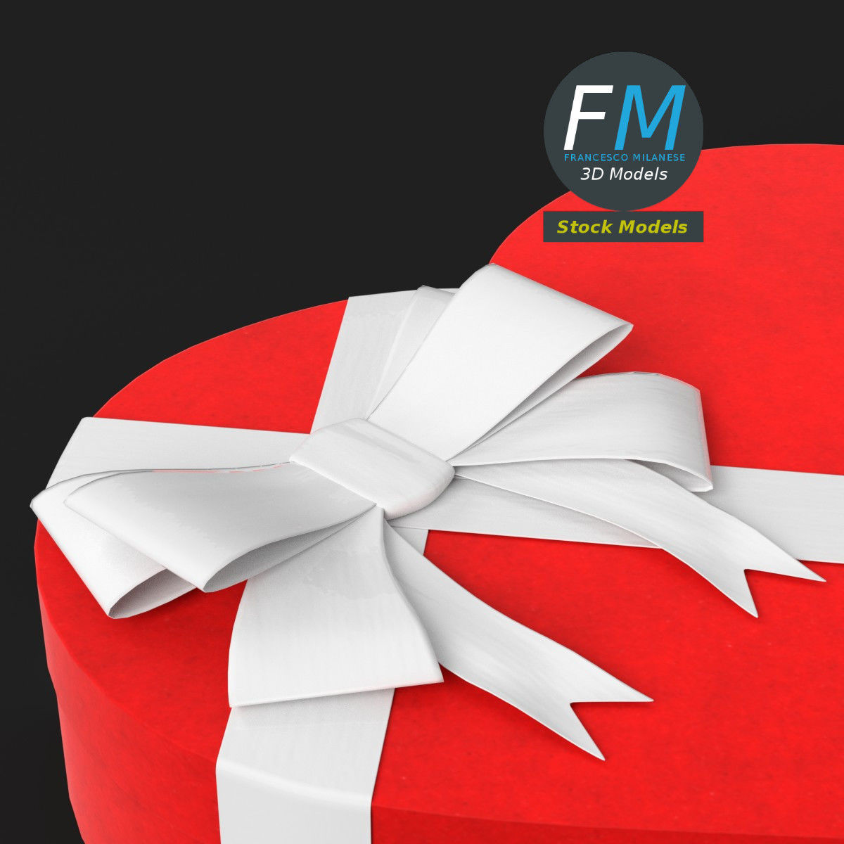 Closed heart gift box 3D model_5