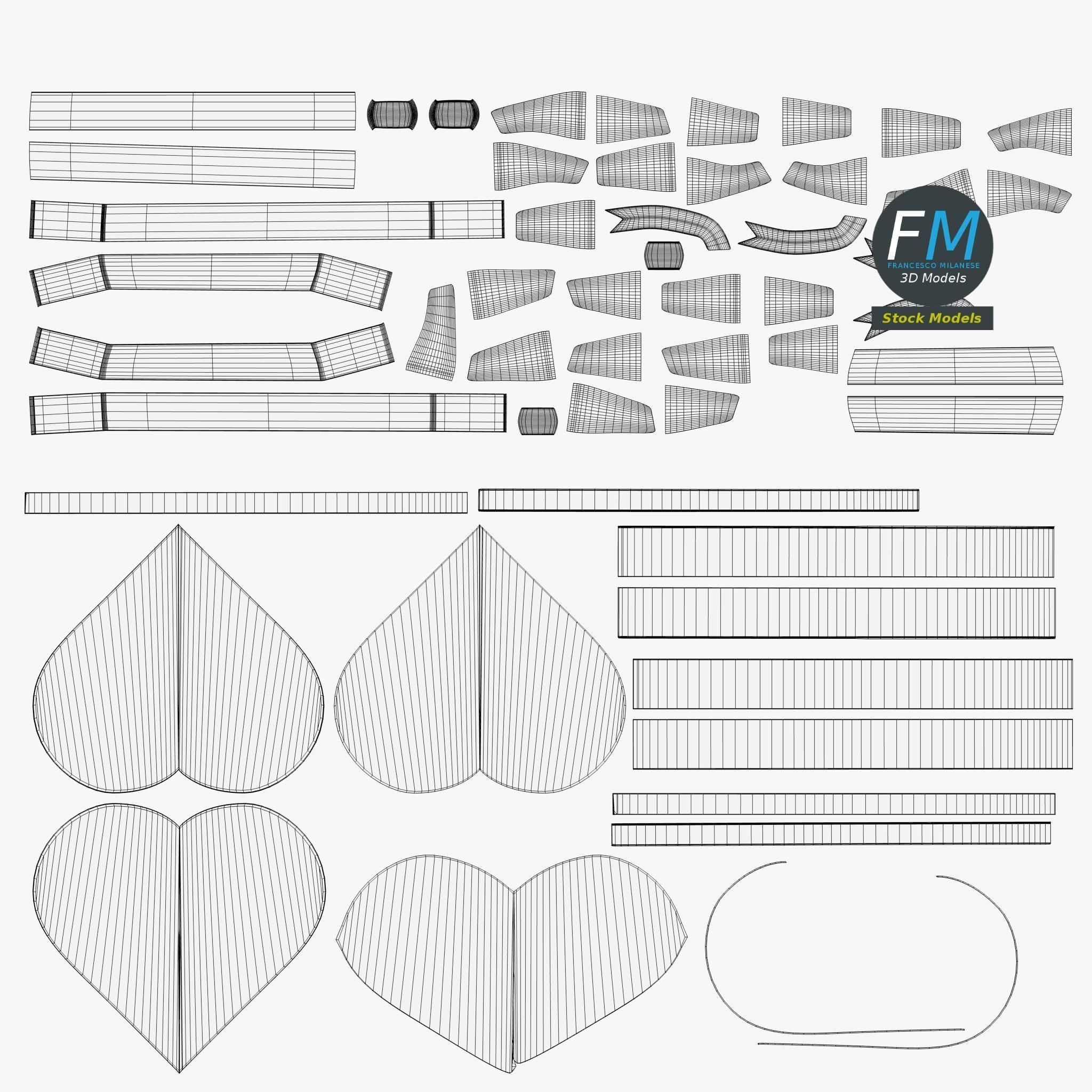 Closed heart gift box 3D model_11