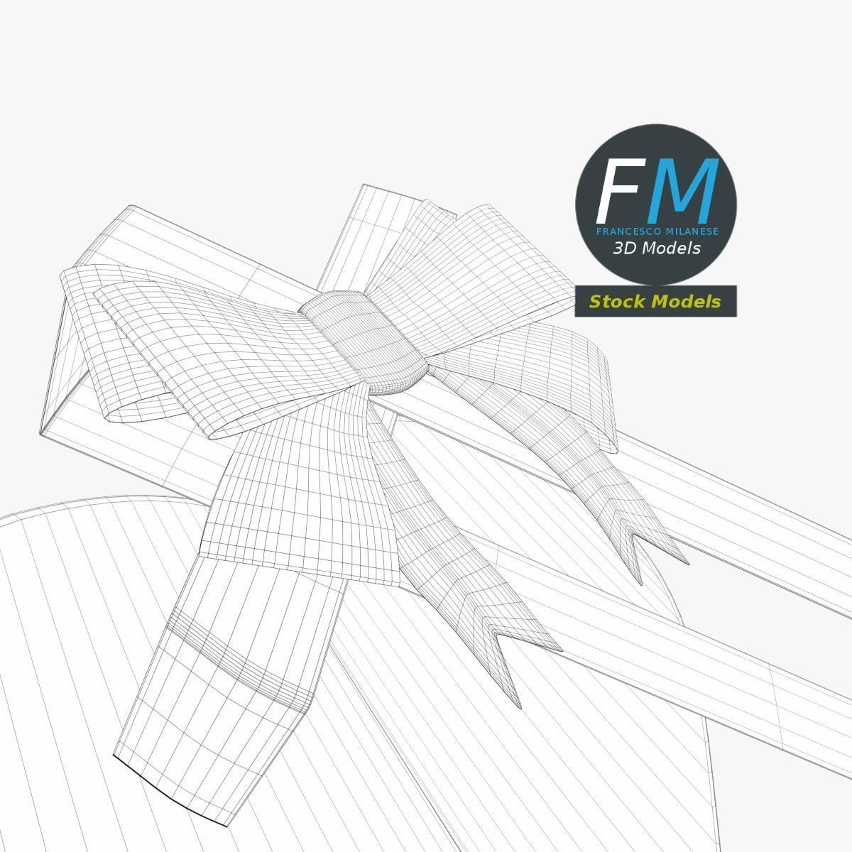Closed heart gift box 3D model_8