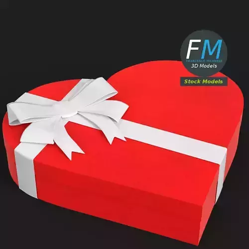 Closed heart gift box 3D model