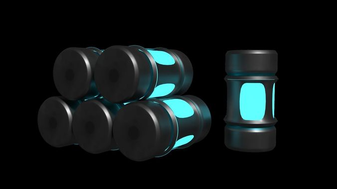 Neon Capsule Canister Sc Fi Game Ready Prop Hand Painted 2k Low-poly 3D model