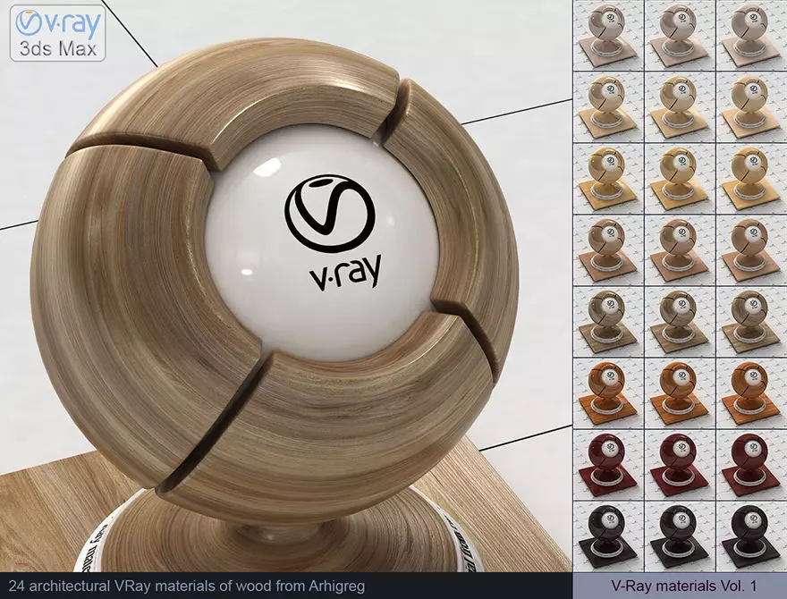 Architectural Vray materials for 3ds Max - Wood 3D model_0