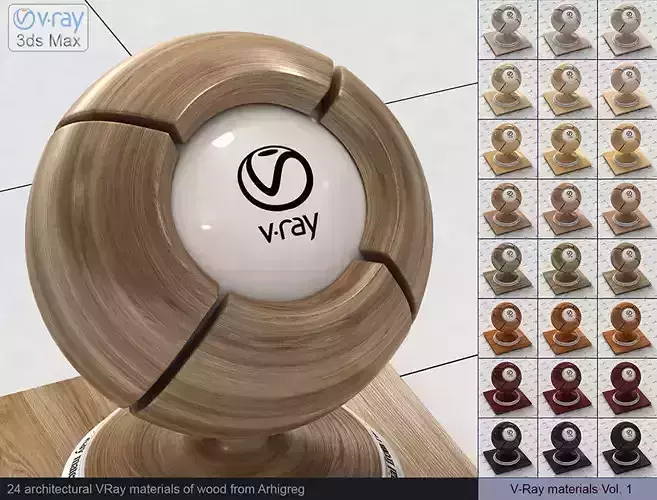 Architectural Vray materials for 3ds Max - Wood 3D model