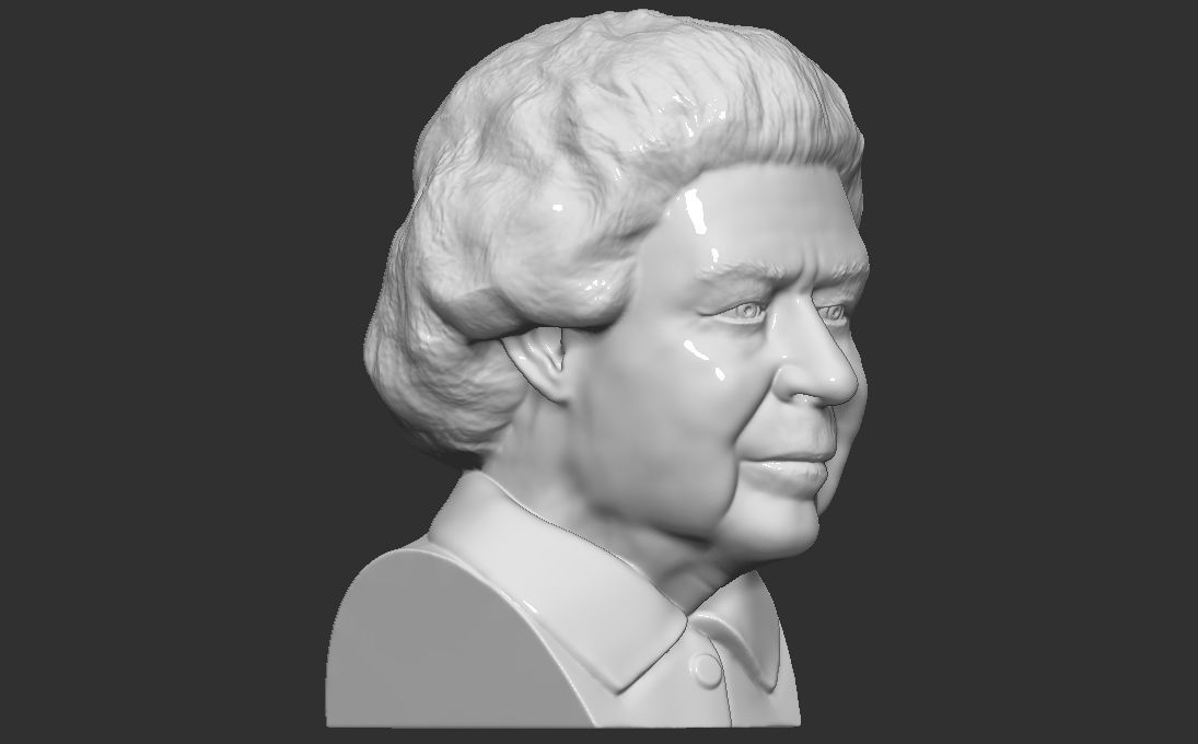 Queen Elizabeth II bust 3D printing ready stl obj formats 3D print model_10