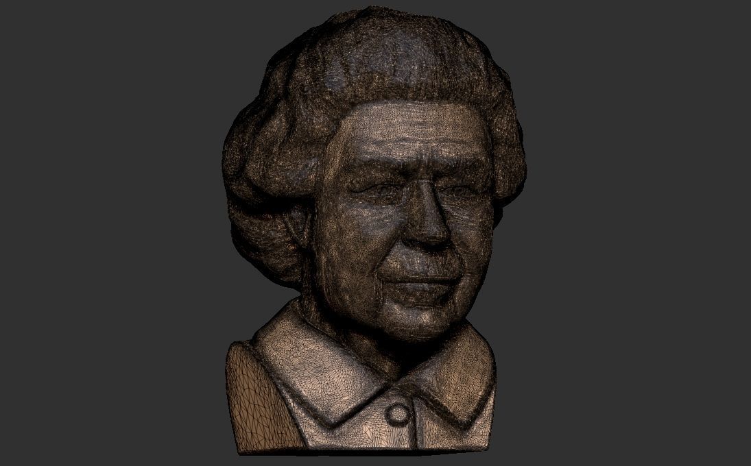 Queen Elizabeth II bust 3D printing ready stl obj formats 3D print model_26