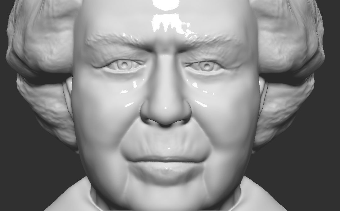 Queen Elizabeth II bust 3D printing ready stl obj formats 3D print model_13