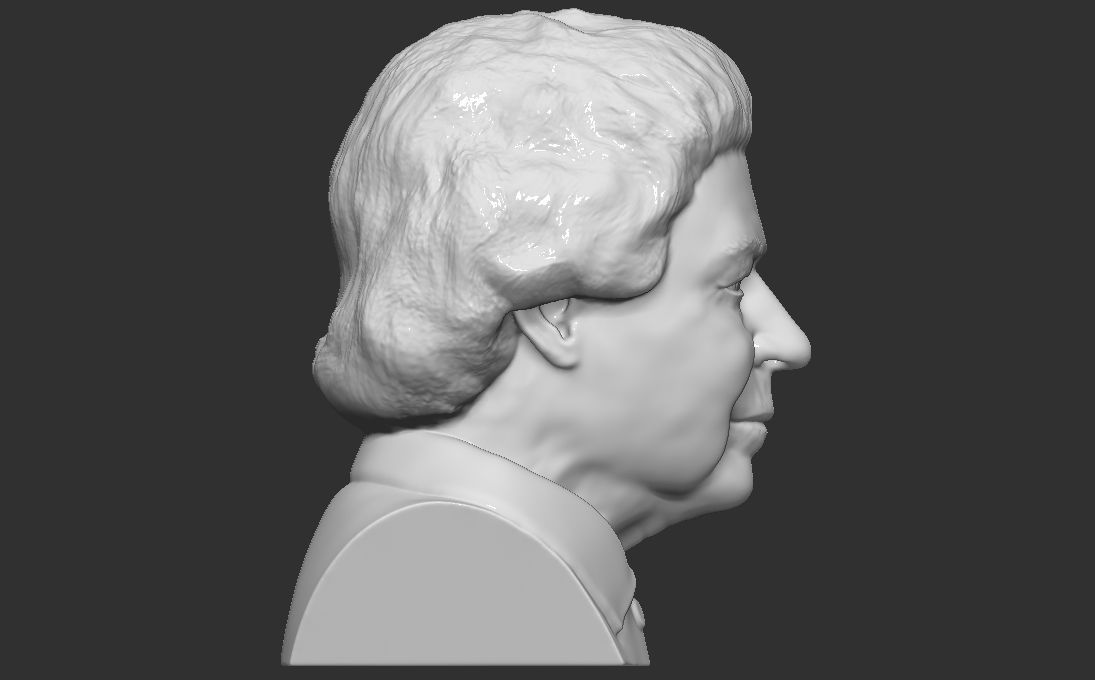 Queen Elizabeth II bust 3D printing ready stl obj formats 3D print model_9