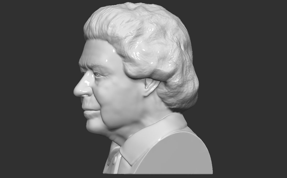 Queen Elizabeth II bust 3D printing ready stl obj formats 3D print model_4