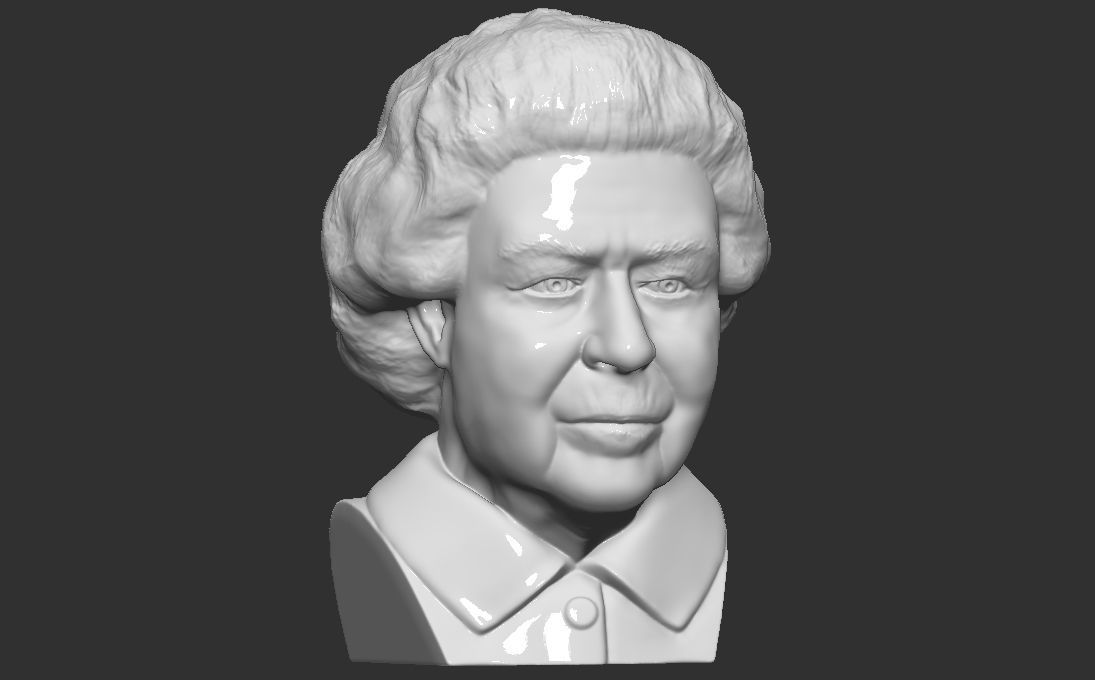 Queen Elizabeth II bust 3D printing ready stl obj formats 3D print model_11