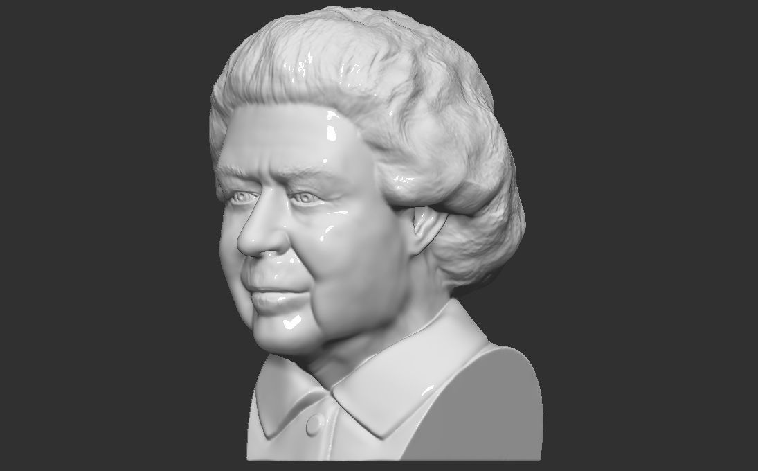 Queen Elizabeth II bust 3D printing ready stl obj formats 3D print model_3