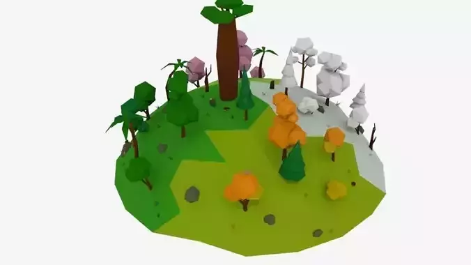 Nature collection seasons free VR AR low-poly 3D model