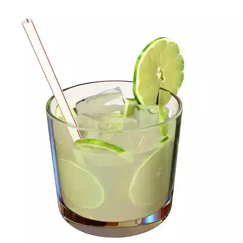 Caipirinha glass of lime juice with straw