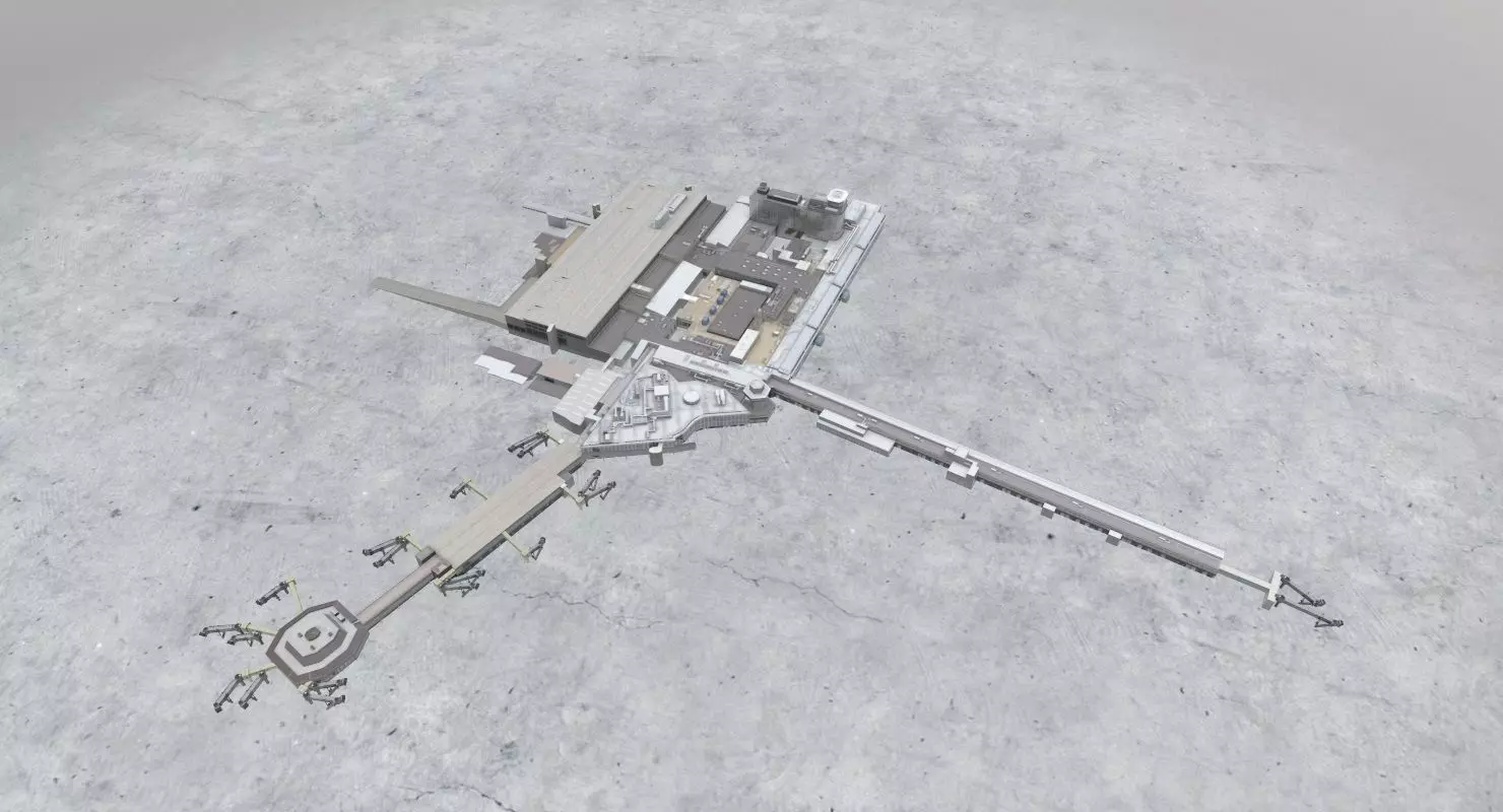 EGCC Terminal 1 Low-poly 3D model_0