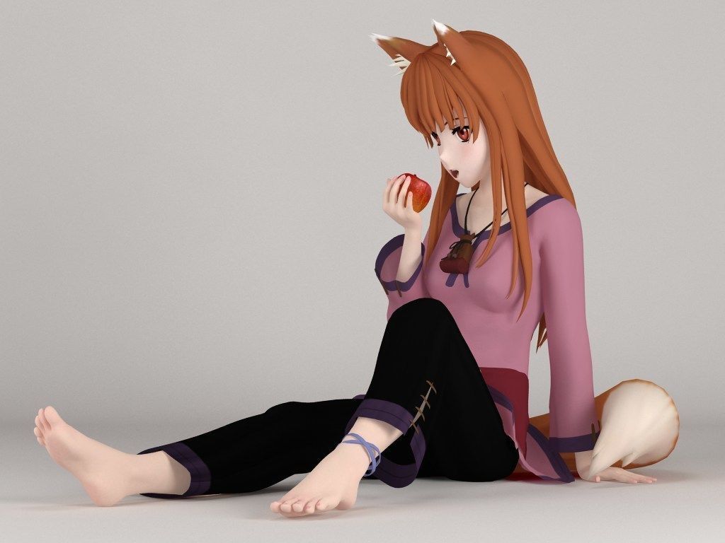 Horo anime girl pose 04 3D model_3
