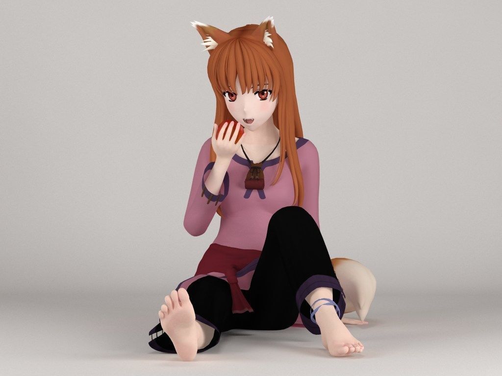 Horo anime girl pose 04 3D model_1