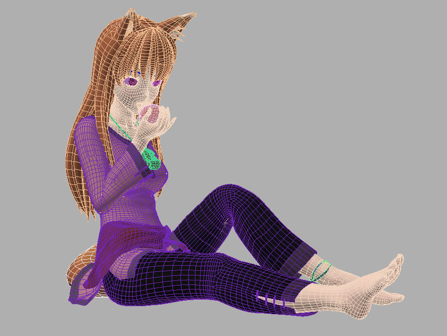 Horo anime girl pose 04 3D model_9