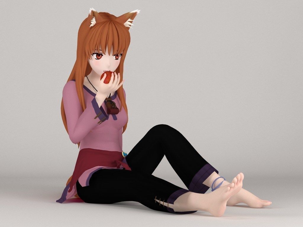 Horo anime girl pose 04 3D model_7