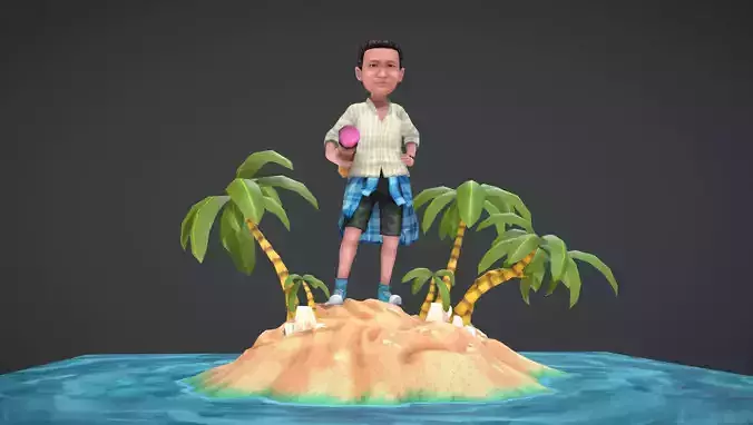 Bitbot - Gulliver - Beach- Cgshare Low-poly 3D model