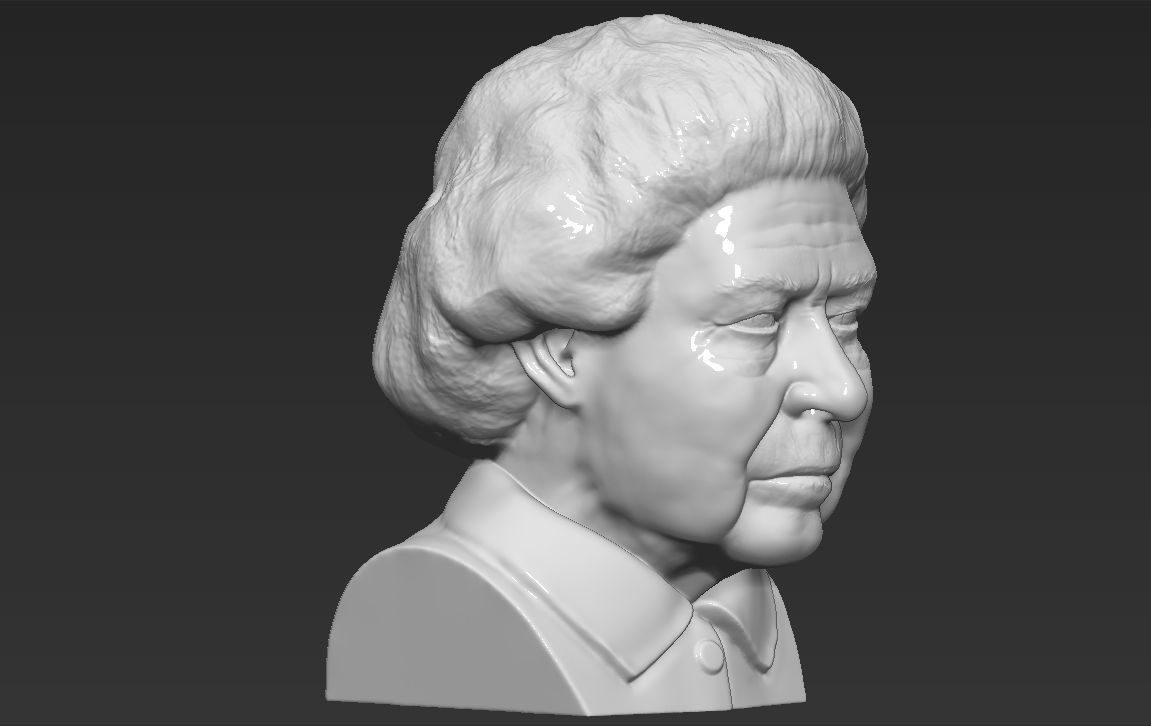 Queen Elizabeth II bust ready for full color 3D printing 3D print model_34