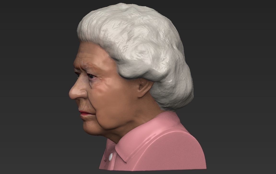 Queen Elizabeth II bust ready for full color 3D printing 3D print model_17