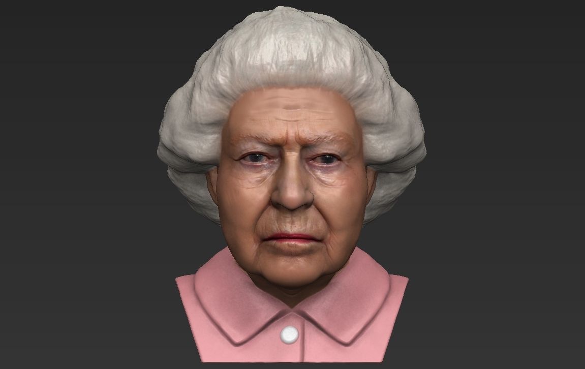 Queen Elizabeth II bust ready for full color 3D printing 3D print model_16