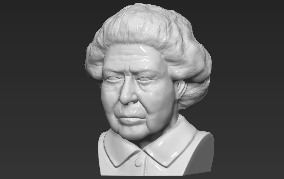 Queen Elizabeth II bust ready for full color 3D printing 3D print model_26
