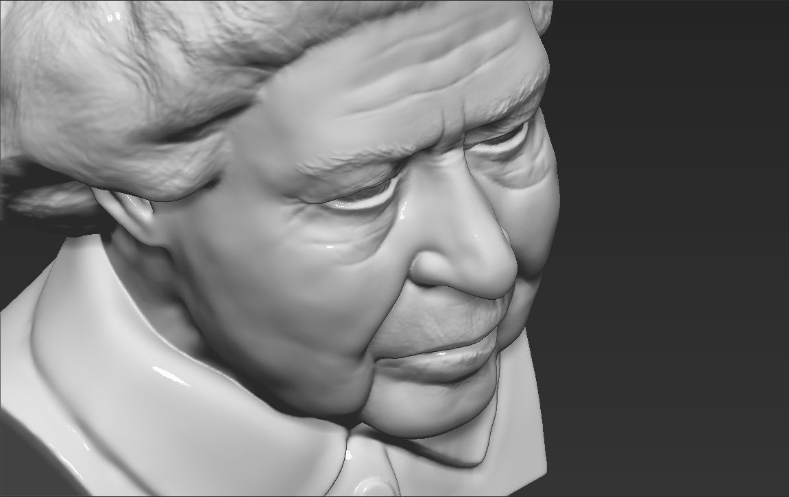 Queen Elizabeth II bust ready for full color 3D printing 3D print model_45