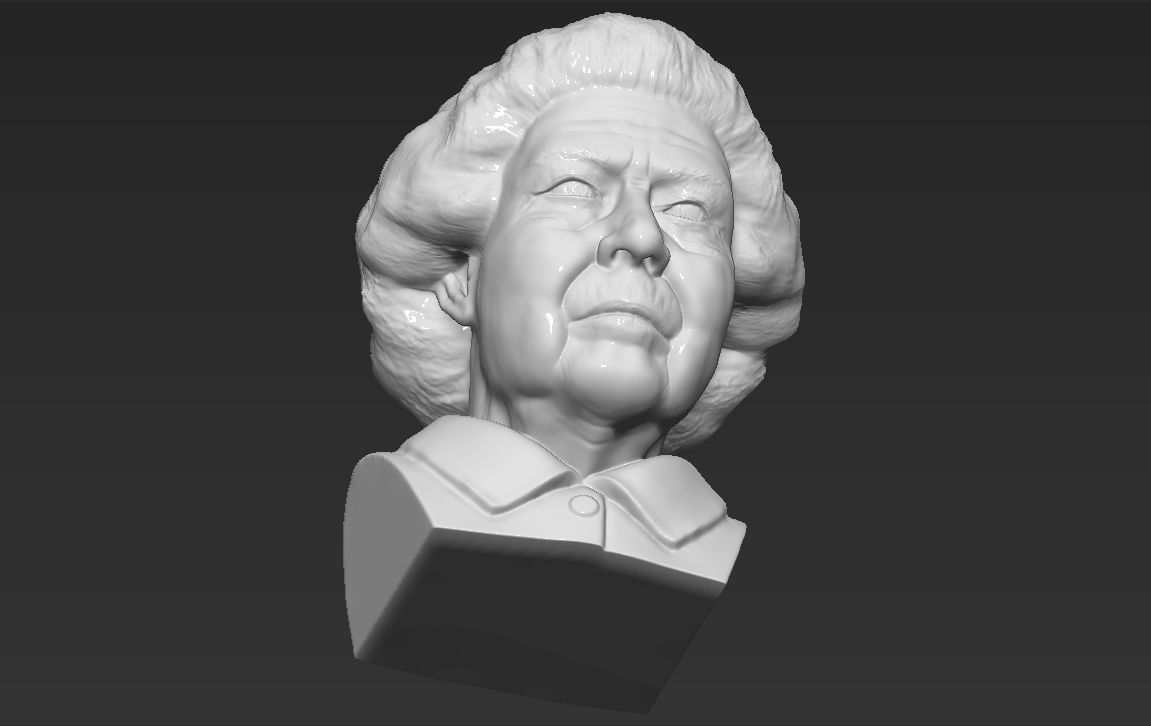 Queen Elizabeth II bust ready for full color 3D printing 3D print model_38