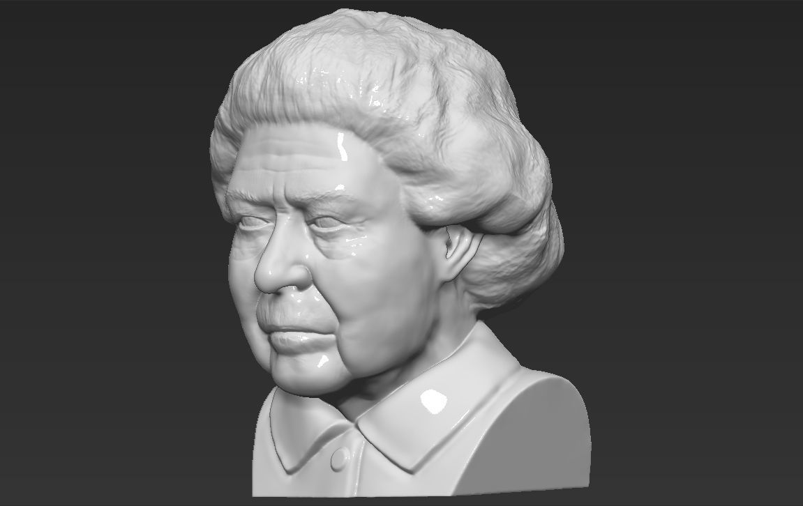Queen Elizabeth II bust ready for full color 3D printing 3D print model_25