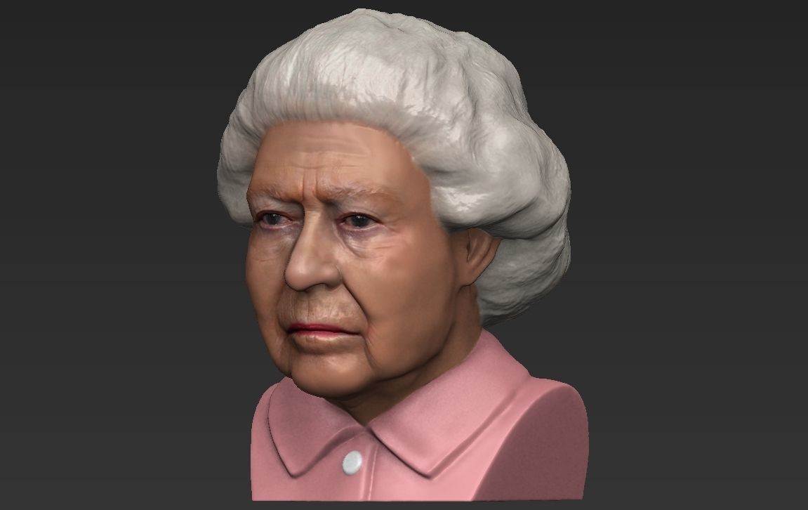 Queen Elizabeth II bust ready for full color 3D printing 3D print model_18