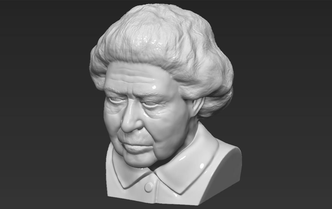 Queen Elizabeth II bust ready for full color 3D printing 3D print model_39