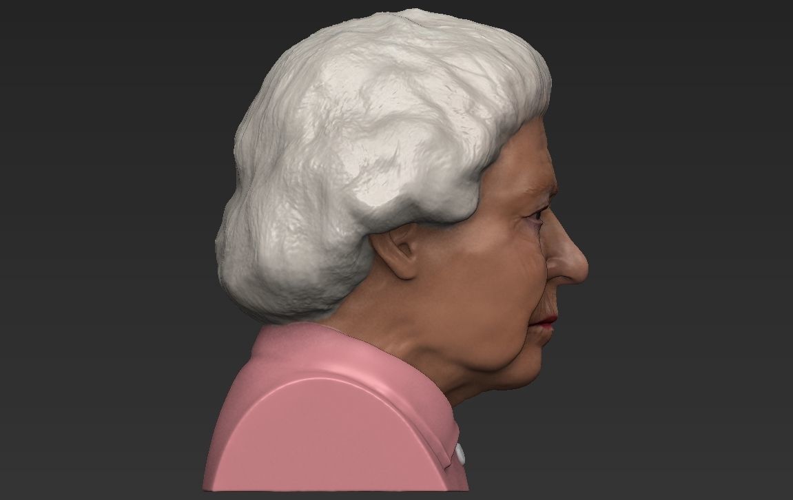 Queen Elizabeth II bust ready for full color 3D printing 3D print model_19
