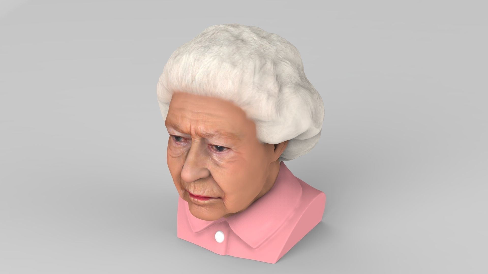 Queen Elizabeth II bust ready for full color 3D printing 3D print model_13