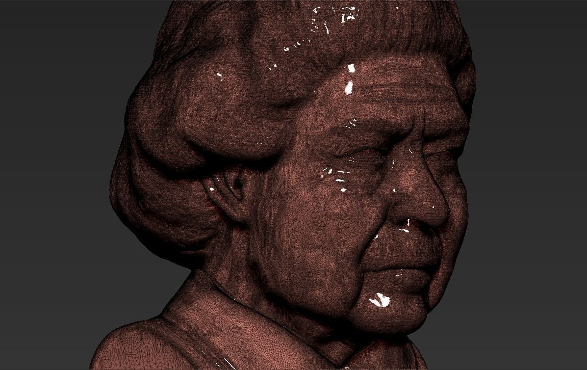 Queen Elizabeth II bust ready for full color 3D printing 3D print model_49