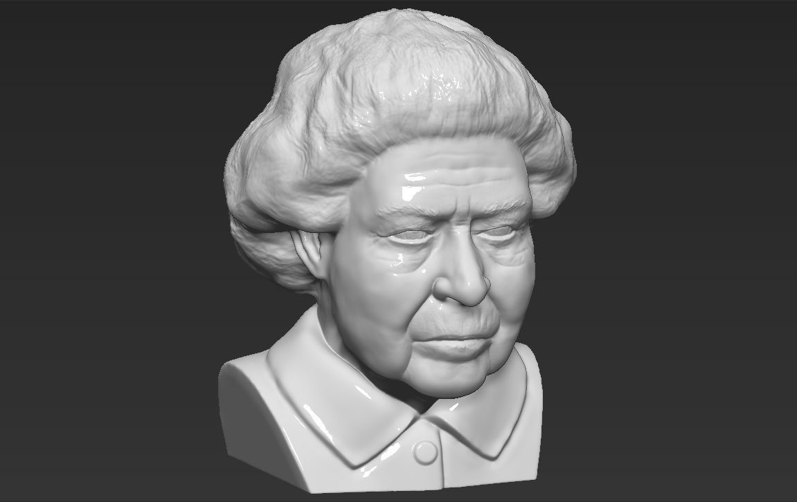 Queen Elizabeth II bust ready for full color 3D printing 3D print model_36