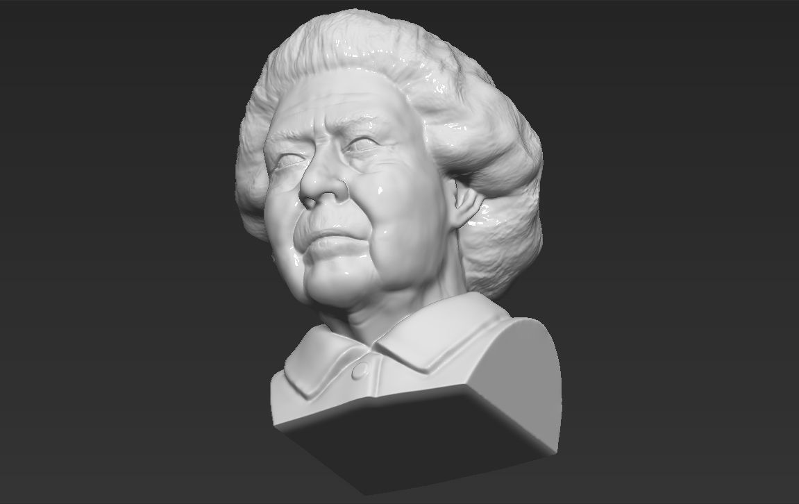 Queen Elizabeth II bust ready for full color 3D printing 3D print model_37