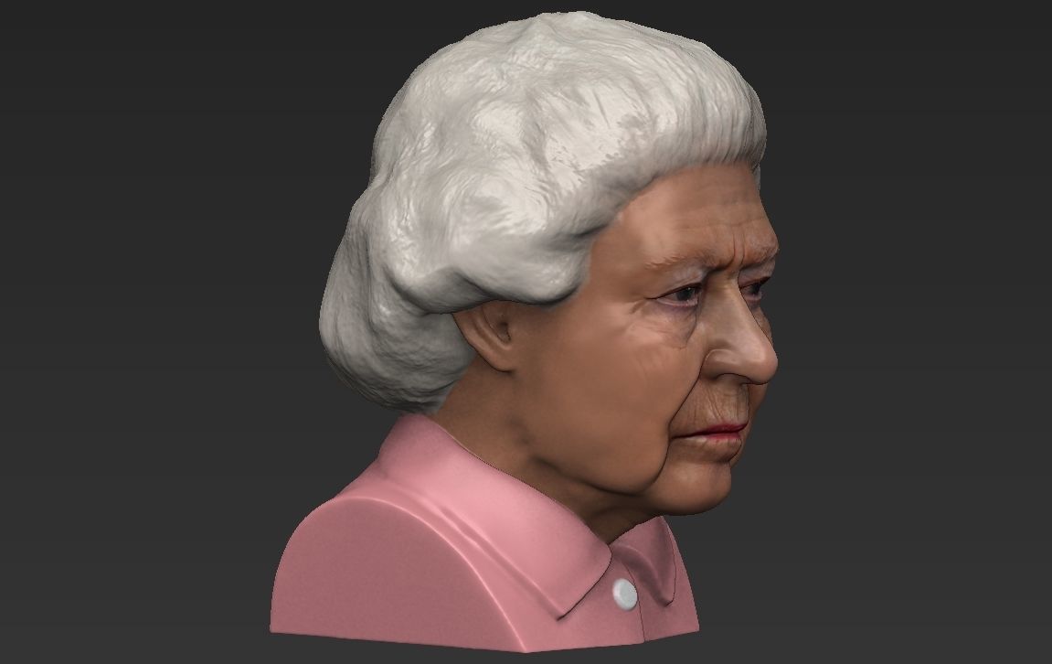 Queen Elizabeth II bust ready for full color 3D printing 3D print model_20