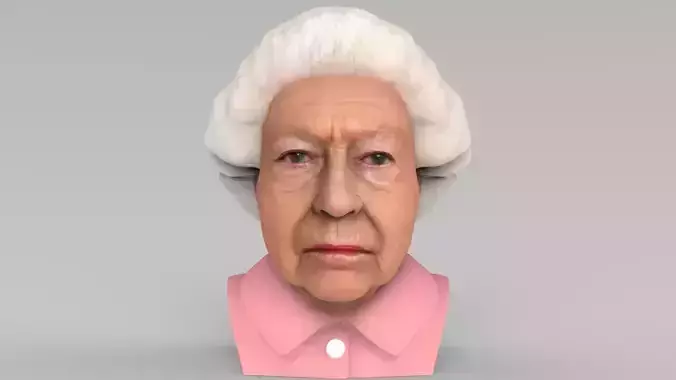 Queen Elizabeth II bust ready for full color 3D printing 3D print model