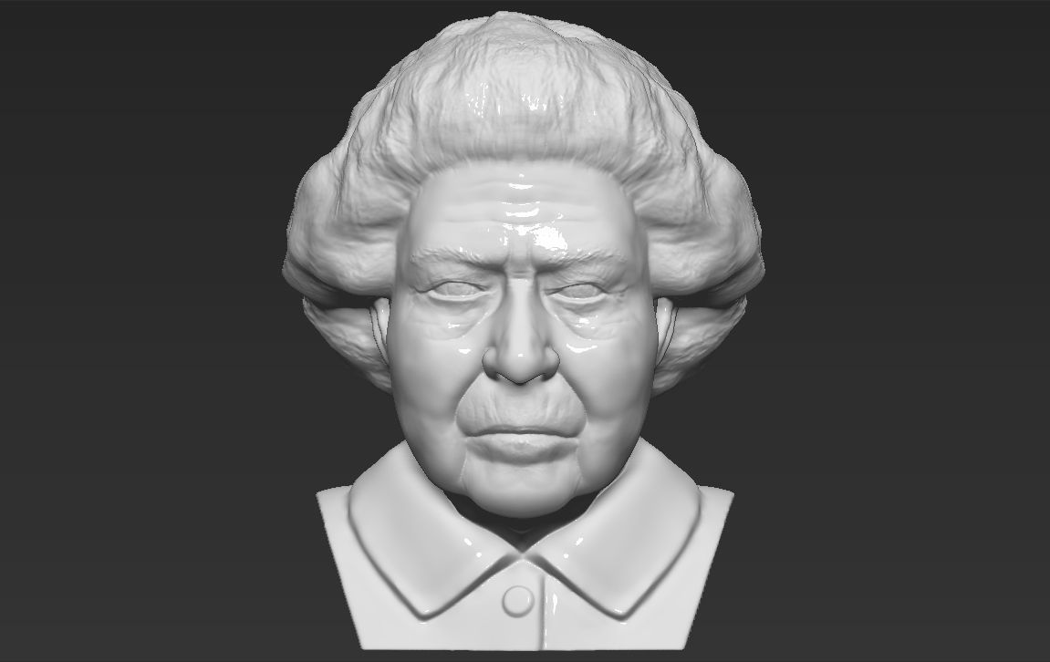 Queen Elizabeth II bust ready for full color 3D printing 3D print model_24