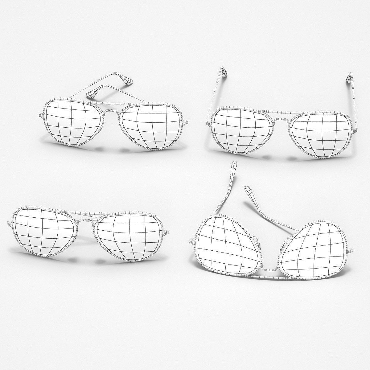 Colored Aviator Sunglasses 3D model_13