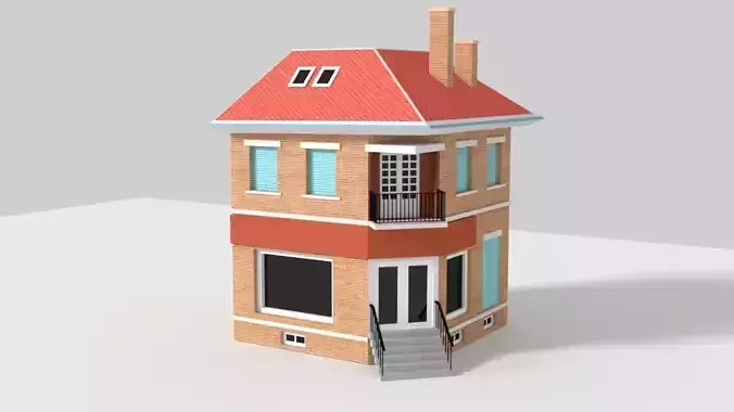 Parisian Building Low-poly 3D model