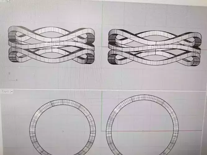 3d model jewelry pair of rings on computer screen