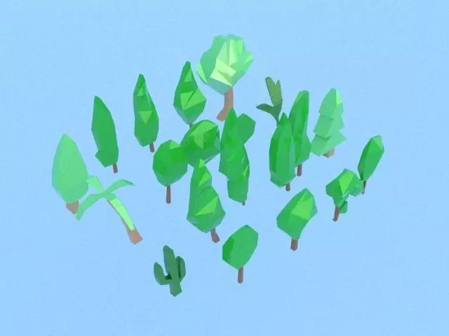 20 low poly trees collection Free low-poly 3D model