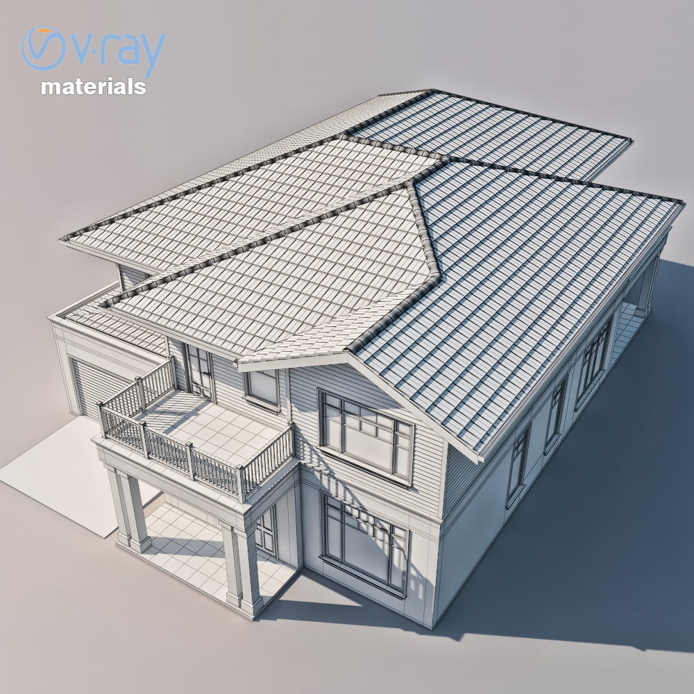 Suburban house for backgrounds 3D model_7